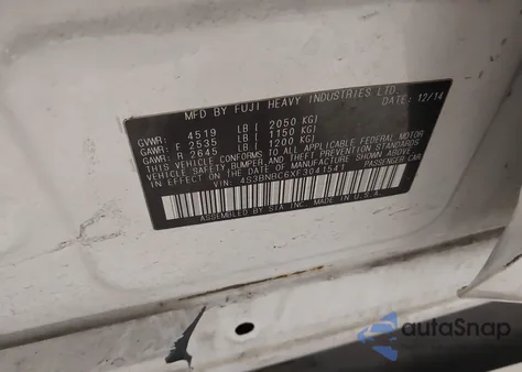 2015 Subaru Legacy 2.5I Premium z USA, uszkodzony, nr VIN 4S3BNBC6XF3041541